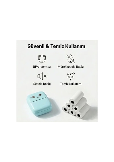 Ers Kendinden Yapışkanlı Çocuk Kamera Baskı Kağıdı, 5 Li Rulo 57x25mm Baskı Termal Kağıt Rulo