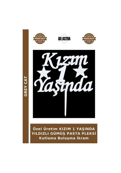 Özel Üretim Kızım 1 Yaşında Yıldızlı Gümüş Pasta Pleksi Kutlama Buluşma İkram