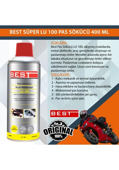Best Pas Sökücü Lu 100 Sprey - Pas ve Korozyon Sökücü 400 ML