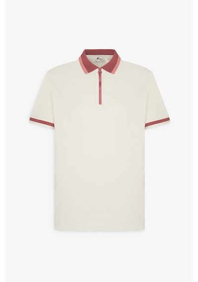 Ac&Co / Altınyıldız Classics Erkek Ekru Bordo Regular Fit Geniş Kesim Polo Yaka Tişört Ekru - Bordo