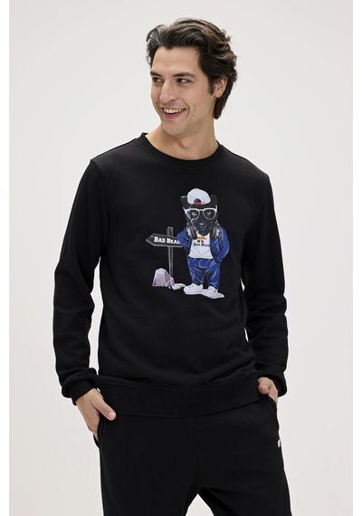 Bad Bear Panther Crewneck Siyah Erkek Sweatshirt Siyah