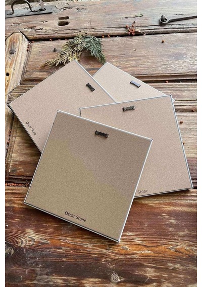 Oscar Stone Decor Çerçeveli Taş Tablo Duvar Dekoru 20x20cm 4'lü Set Deniz Kabuğu Seti Shell 4-4cdd-190