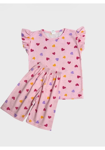Aliş Kids Kız Çocuk Pamuklu Pembe Kalp Desenli Kolları Fırfırlı Kısa Kollu Şortlu Yazlık Pijama Takımı Aliş Kids Kız Çocuk Pamuklu Pembe Kalp Desenli Kolları Fırfırlı Kısa Kollu Şortlu Yazlık Pijama Takımı