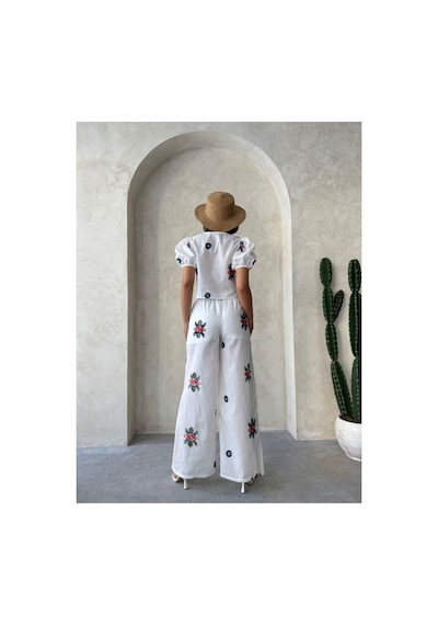 Verymoda Nakışlı Pantolon D2880 Krem Verymoda Nakışlı Pantolon D2880 Krem