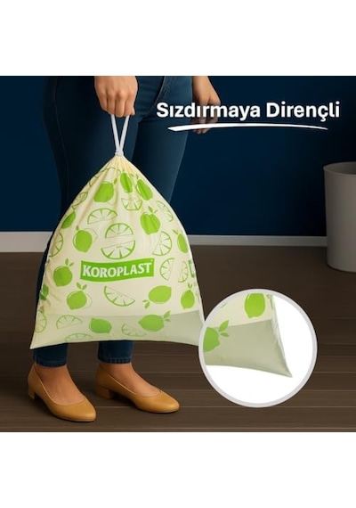 Ekstra Güçlü Limon Kokulu Büzgülü Orta Boy Çöp Poşeti 15li