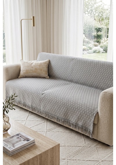 Villadia Home Textile Koltuk Örtüsü Koltuk Şalı Pamuklu Kaymaz Yumuşak Yıkanabilir 3 Lü Koltuk Kanepe Tekli Koltuk Örtüsü Çok Amaçlı Örtü 170 X 220 Petekkltört