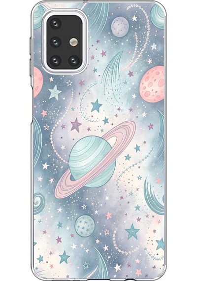 Samsung Galaxy M31s Uyumlu Soft Renkli Gezegenler Baskılı Silikon Kılıf Renkli