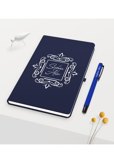 Kişiye Özel İsimli Lacivert Defter Kalem Seti - 1 Lacivert