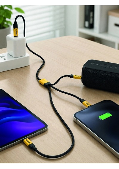 240w 3'ü 1 Arada Hızlı Şarj Kablosu Usb Typec Lightning Micro Usb