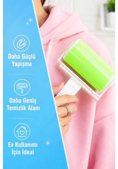 Yıkanabilir Tüy Toplayıcı Rulo Silikon Yapışkanlı Koltuk Halı Kıyafet Toz Kıl Temizleyici