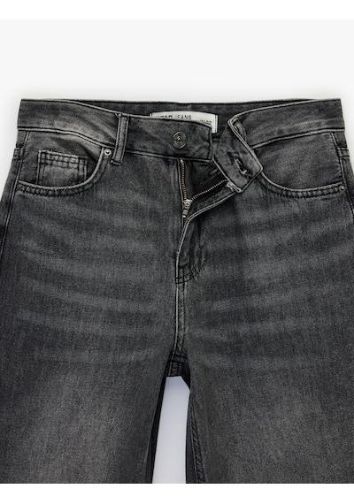 Koton Normal Bel Düz Paça Jean Pantolon - Straight Fit Jean Antrasit 7wal40027md