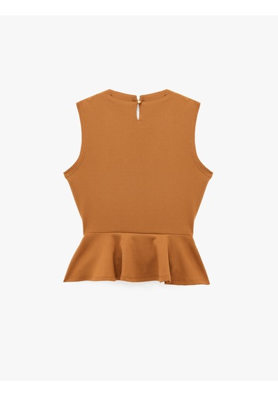 Koton Krep Scuba Kumaş Aksesuarlı Kolsuz Bisiklet Yaka Peplum Bluz Kahverengi 6sak10150ek Kahve Koton Krep Scuba Kumaş Aksesuarlı Kolsuz Bisiklet Yaka Peplum Bluz Kahverengi 6sak10150ek Kahve