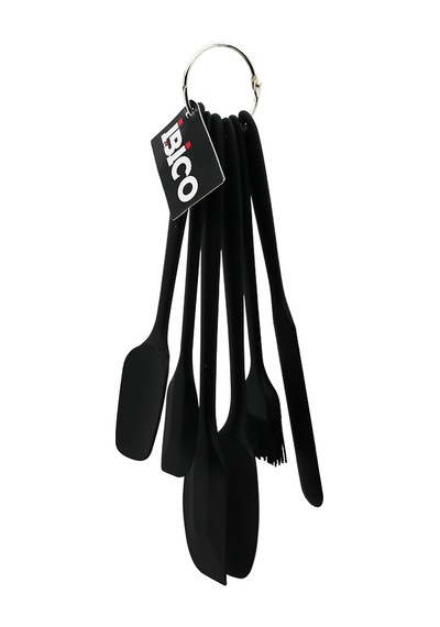 6 Parça Siyah Silikon Mutfak Seti 2 Kaşık, 3 Spatula, Yumurta Fırça Belirtilmemiş