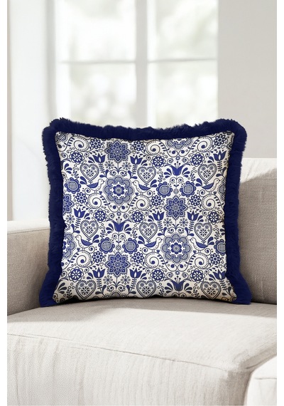 Çini Motifli Floral Art Saçaklı Yastık Kılıfı - Otantik Etnik Mavi Lacivert Püsküllü Kırlent Kılıfı Kadim Düş Mira Çini Motifli Floral Art Saçaklı Yastık Kılıfı - Otantik Etnik Mavi Lacivert Püsküllü Kırlent Kılıfı Kadim Düş Mira