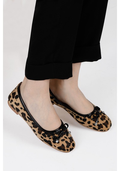 Fiyonklu Kadın Balerin Babet Leopar LEOPAR