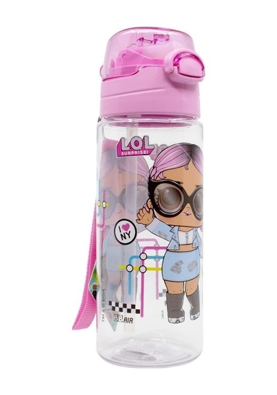500ml Lol Surprise Bebek Pipetli Askılı Kilitlenebilir Su Matarası Pembe2