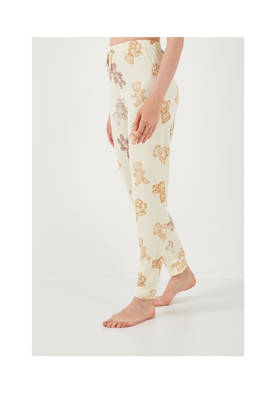 Lela Regular Fit Kısa Kollu Bayan Pijama Takımı 65740104 Bej