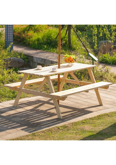 İahşap 150 Cm Fırınlanmış Köknar Ağacı Piknik Masası - Dayanıklı Ve Estetik Dış Kahverengi