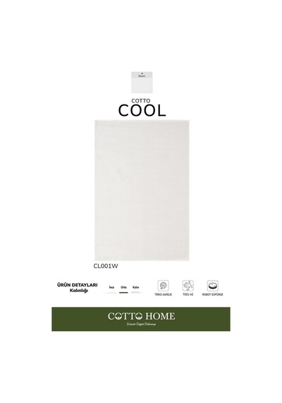 Cotto Cool Cl001w Modern Desen Akrilik Beyaz Halı Pamuk Tabanlı Salon Koridor Oturma Odası Halısı