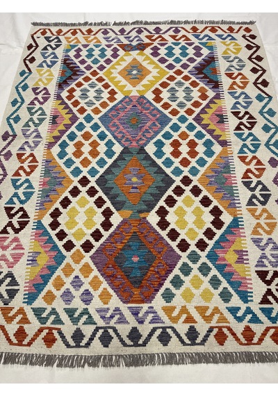 El Dokuma Afgan Kilim 100% Yün Kök Boya Elsanat Eserı İle Harıka Anadolu Desenlı Çok Renkli