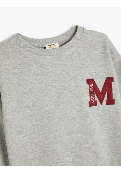 Koton Bisiklet Yaka Slogan Baskılı Uzun Kollu Sweatshirt Gri 5wkb10404tk Gri