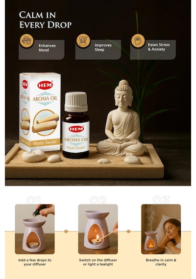 Hem Mystic Sandalo Aroma Oil Buhurdan Sandal Yağı 10ml Aromatik Esansiyel