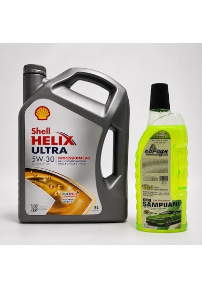 Shell Helix Ultra Pro Ag 5W-30 Motor Yağı 5 L + Oto Şampuan 1000 ML