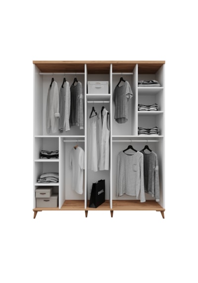 Bohem 5 Kapaklı Komple Mdf Gardırop - Elbise Dolabı