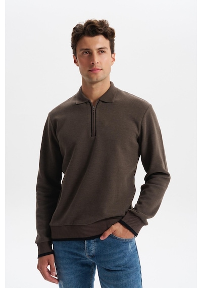 AR-MA Arma Erkek Selanik Kumaş Polo Yaka Yarım Fermuarlı Regular Fit Sweatshirt Kazak K30554697902 Kahverengi AR-MA Arma Erkek Selanik Kumaş Polo Yaka Yarım Fermuarlı Regular Fit Sweatshirt Kazak K30554697902 Kahverengi