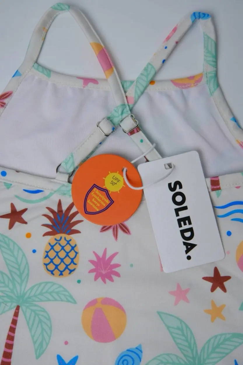 Soleda Uv Korumalı Hızlı Kuruyan Kız Bebek Çocuk Mayosu Beach Fun Çok Renkli