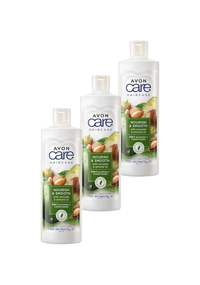 Avon Care Avakado Ve Badem Yağı İçeren Şampuan Ve Saç Bakım Kremi 700 Ml. Üçlü Set