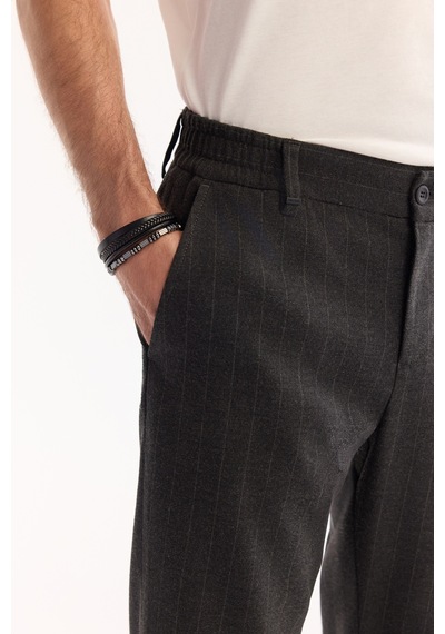 Avva Erkek Antrasit Viskon Karışımlı Kolay Ütülenen Çizgili Slim Fit Pantolon A52y3006