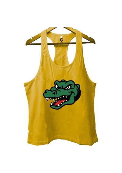 Top Glory Crocodile Sarı Gym Fitness Tank Top Sporcu Atleti