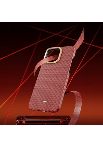 Apple iPhone 16 Pro Max Kılıf M-safe Uyumlu Raptic Aramid Skin Origin Serisi Kapak Kırmızı