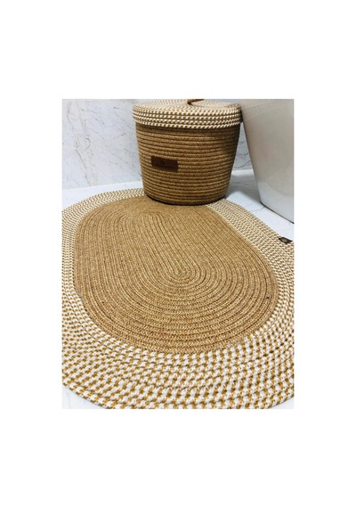 Jüt,hasır,2 Li,banyo Paspas Takımı,bohem Tarzı Banyo Takımı,iskandinav Paspas/sepet/25x25 Hasırkrem Hasırkrem