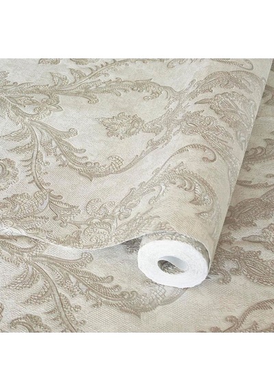 Adawall Ancient Petal Design Wallpaper Zengin Damask Desen Rococo 1303-1/15 Bej 1.06x15.6m - 16.5m²