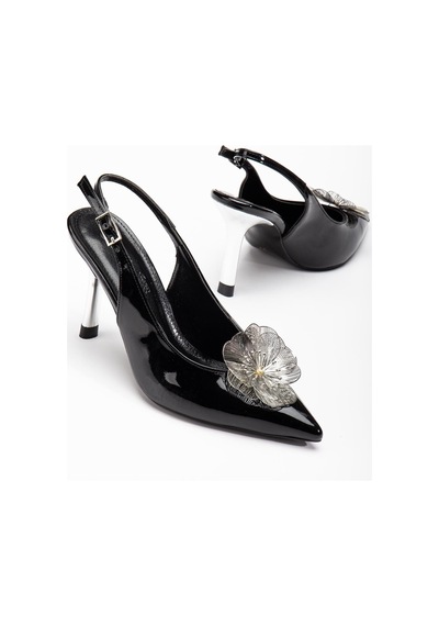 Dilimler Ayakkabı Kadın Abiye Stiletto Siyah Rugan Metal Çiçek Aksesuarlı Galvaniz Ökçe Kaplamalı-3671 Siyah Dilimler Ayakkabı Kadın Abiye Stiletto Siyah Rugan Metal Çiçek Aksesuarlı Galvaniz Ökçe Kaplamalı-3671 Siyah