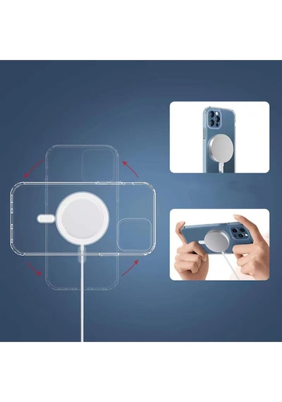 Apple iPhone Uyumlu 11 Pro Magsafe Şarj Özellikli Şeffaf Sert Pc Csm Zore Embos Kılıf renksiz