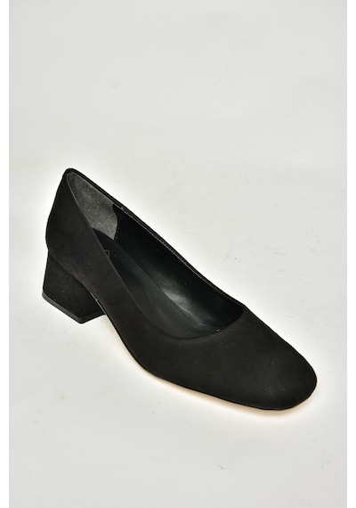 Fox Shoes T752827002 Siyah Süet Alçak Topuklu Kadın Ayakkabı Siyah