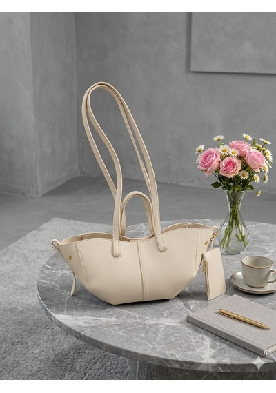 Housebags Valentina Kadın Fermuarlı + Cüzdan Charm El Ve Omuz Çantası Bej