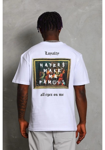 Wear Vexel Erkek Kısa Kol Baskılı Bisiklet Yaka T-shirt - Beyaz Çok Renkli