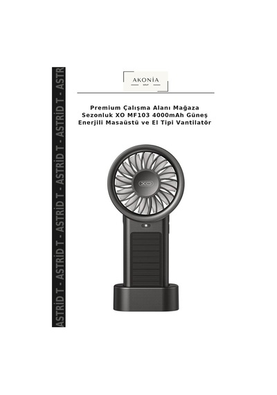 Premium Çalışma Alanı Mağaza Sezonluk Xo Mf103 4000mah Güneş Enerjili Masaüstü Ve El Tipi Vantilatör