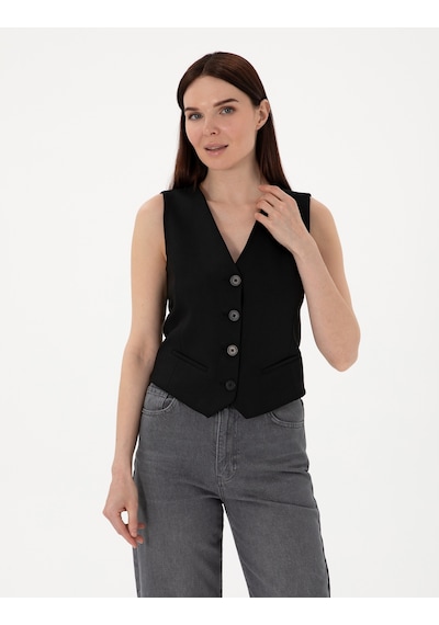 Pierre Cardin Kadın Siyah Yelek Dokuma 50300027-vr046