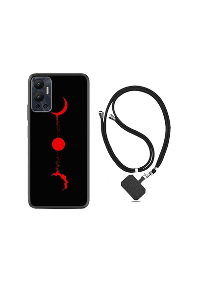 Infınıx Hot 12 Kılıf Ipli Boyun Askılı Desenli Silikon Red Moon 1710