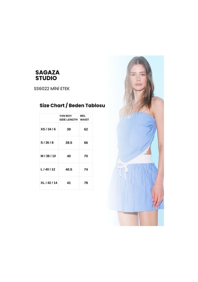 Sagaza Studio Ss6022 Beli Lastikli Etek İndigo