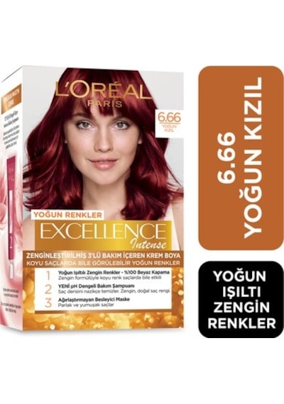 Loreal Excellence Intense Saç Boyası 6.66 Yoğun Kızıl (88410778)