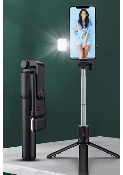 Kendiliğinden Led Işıklı Kumandalı Uzayabilen Selfie Çubuğu, Masa Üstü Tripod
