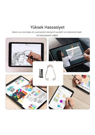Samsung  Uyumlu S Pen Uç Galaxy Tab S Serisi İle Uyumlu Lite,fe,ultra S6,s7,s8,s9,s10,s11 5 Adet Beyaz