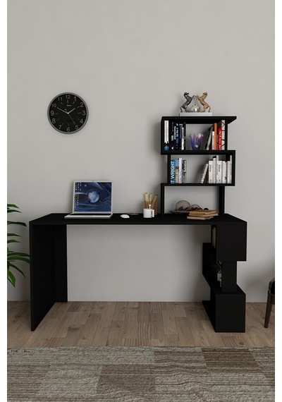 Moonlife Okyanus Kitaplıklı Çalışma Masası Siyah