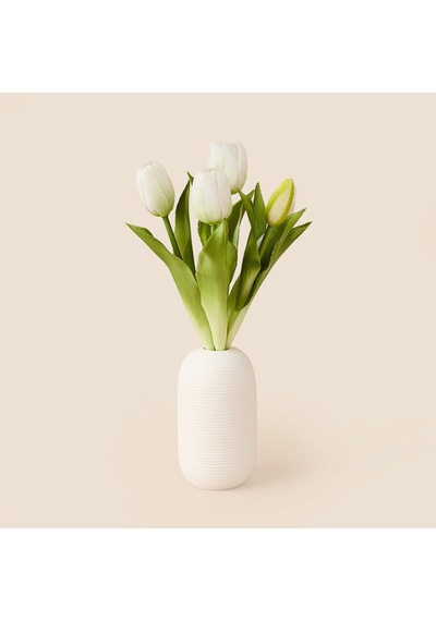 Deco Lale 5'li Buket Çiçek - Beyaz - 32 Cm Çok Renkli